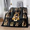 German Shepherd Dog Photo Collage Print Flannel Blanket, Pet Lover Throw Blanket
