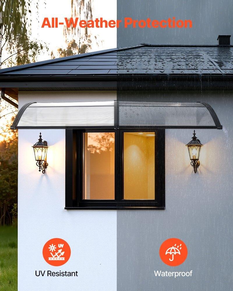 Awnings for Door Entrance, 38 X 78 In, Exterior Front Door Window Awnings with Drainage & ABS Bracket, Rain Snow Sun Protection, Overhang