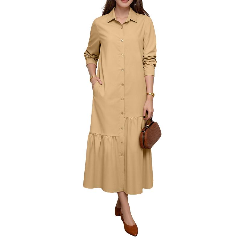 ZANZEA Women Casual Turn Down Collar Loose Long Sleeve Shirt Dress