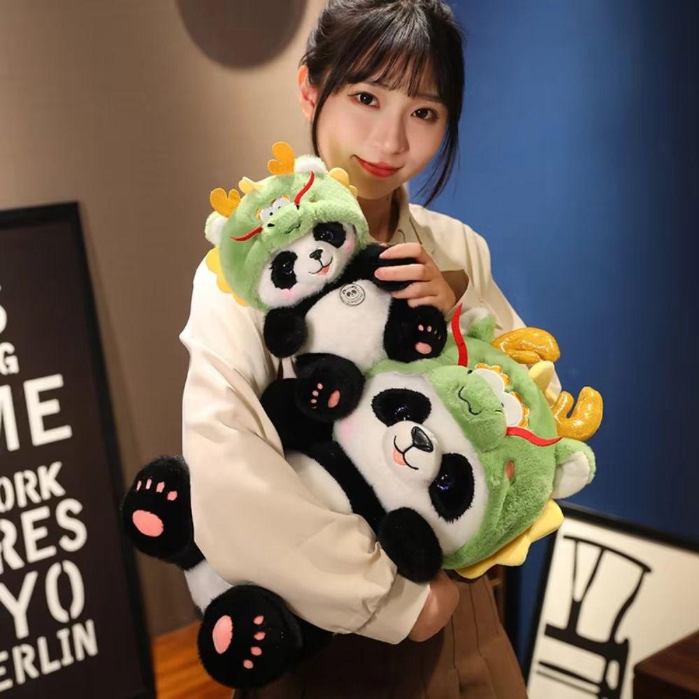 PP Cotton Transform Dragon Panda Doll Fluffy Cosplay Panda Dragon Stuffed Toy Children Girl