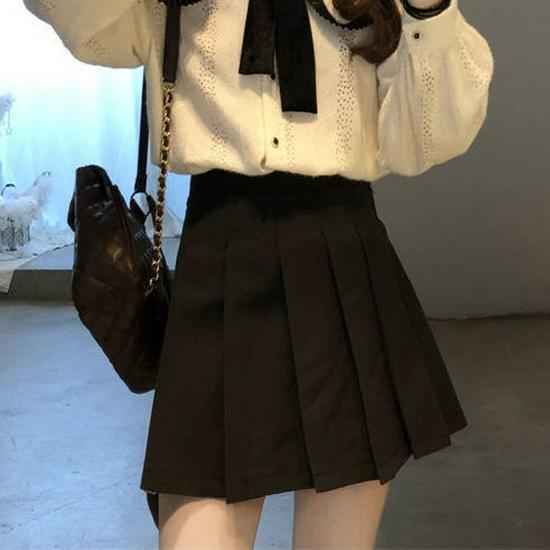 

Women s Pleated Skirt & Doll Collar Knit Shirt Set - Spring/Autumn Korean College Style, Petite & Sweet S (up to 95 jin)