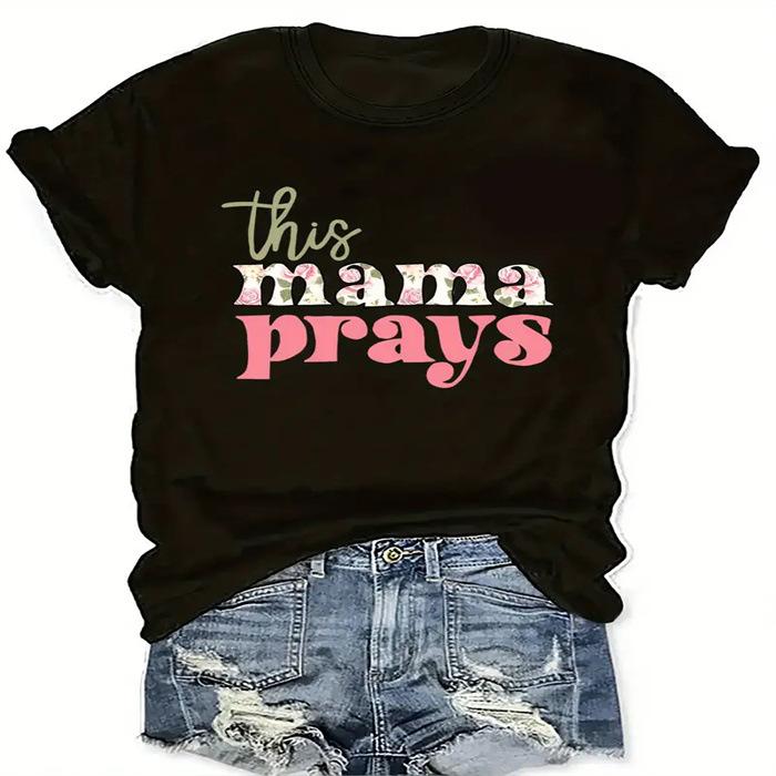 Letní top s kulatým výstřihem a potiskem Módní Ležérní Roztomilá dámská trička z čisté bavlny s krátkým rukávem