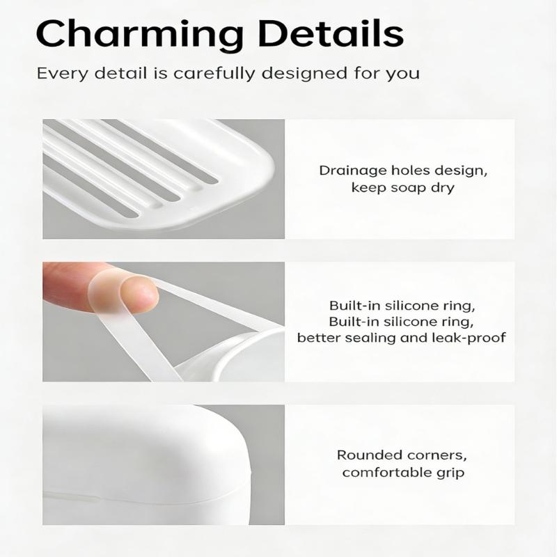 Leakproof Soap Case For Bathroom And Travel Plastic Soap Container with Drainage Design Prevents Mess for Business Trip