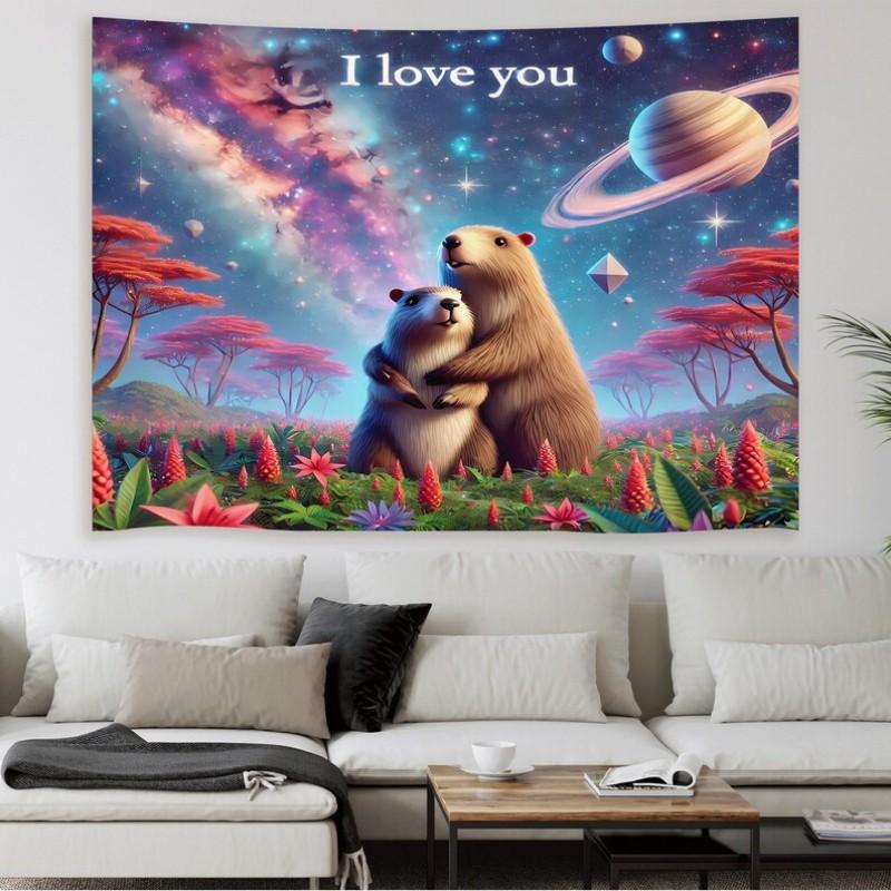 Dreamy Starry Sky Animal Polyester Fiber Wall Hanging Modern Room Decoration Bedroom Dormitory Office Wall Tapestry 100X70CM