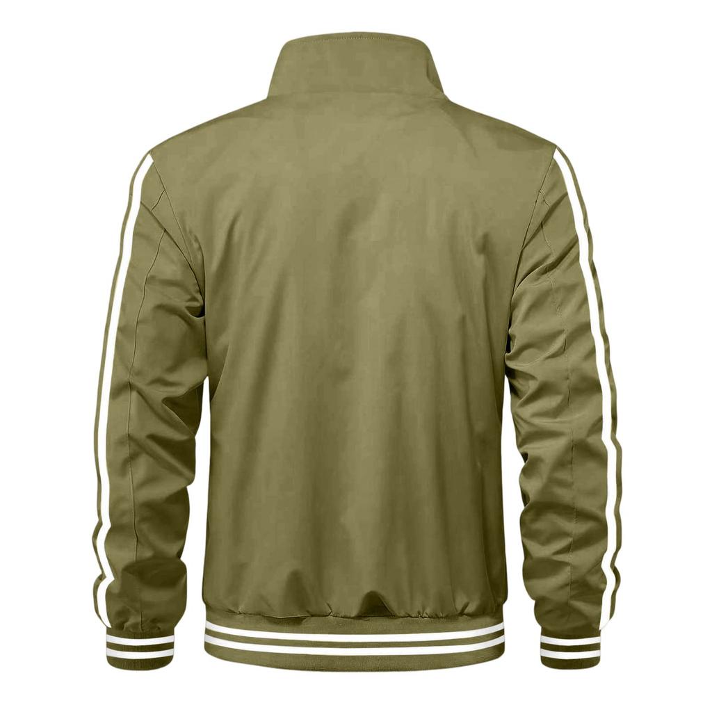 Men's Striped Casual Jacket Lightweight Fall Spring Jacket for Everyday Wear