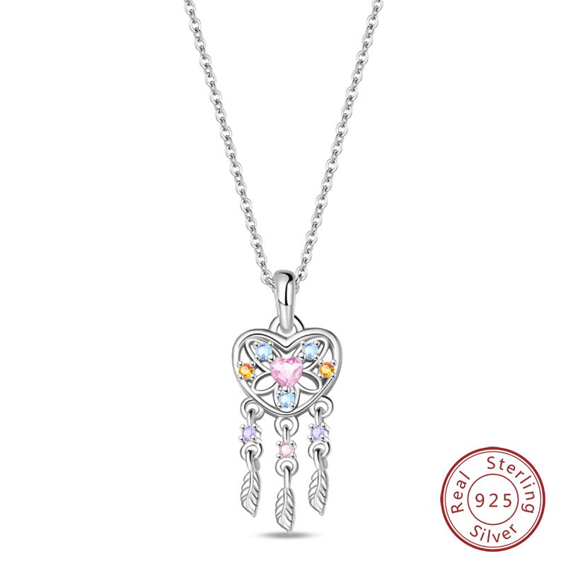 Necklace 925 Silver Cross Moonlight Guardian Dreamcatcher Necklace For Women Fashion Birthday Anniversary Jewelry Gifts