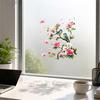 Vögel Blumen Ast Statische Fensteraufkleber, Aquarellvögel auf blühendem Ast Ast Fensteraufkleber, Wiederverwendbare Antikollisions-Doppelseitige Aufkleber für Glas
