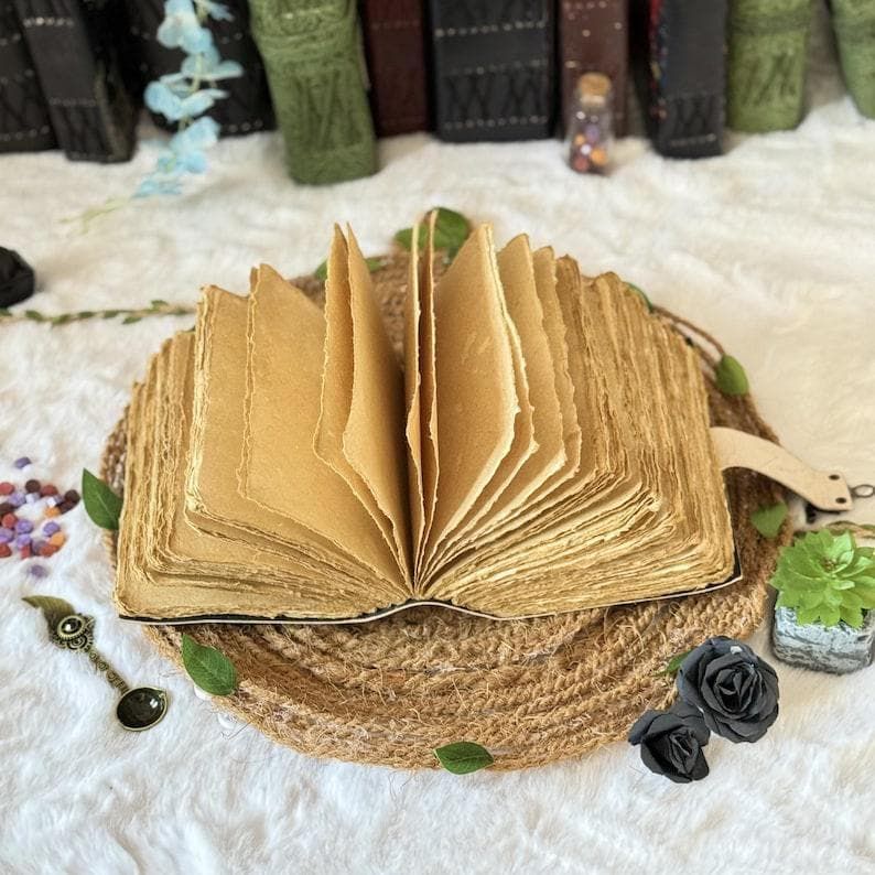 Bunny Rabbit Leather Grimoire Journal: Handmade Deckle Edge Notebook