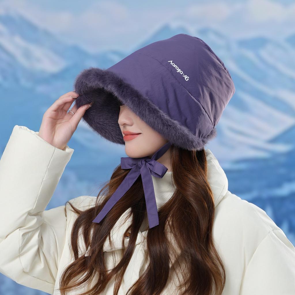 Ear Protector Hat Women's Winter Velvet Windproof, Warm and Cold-proof Flight Hat