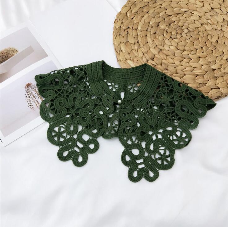 Vintage Shawl O-Neck Doll Fake Collar Shirt Women Hollow Crochet Lace False Collar Detachable Woman Half Shirt Faux  Col