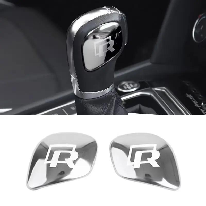 

1 Pair Car Gear Shift Knob Head Emblem Sticker for Volkswagen VW Rline GTI Polo CC Golf Bora Tiguan Passat Scirocco Accessories