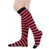 Women Striped Knee-high Socks Colorful Stretchy Knee-length Socks Ribbed Leg Warmers for Costume Party Street Daily Wear