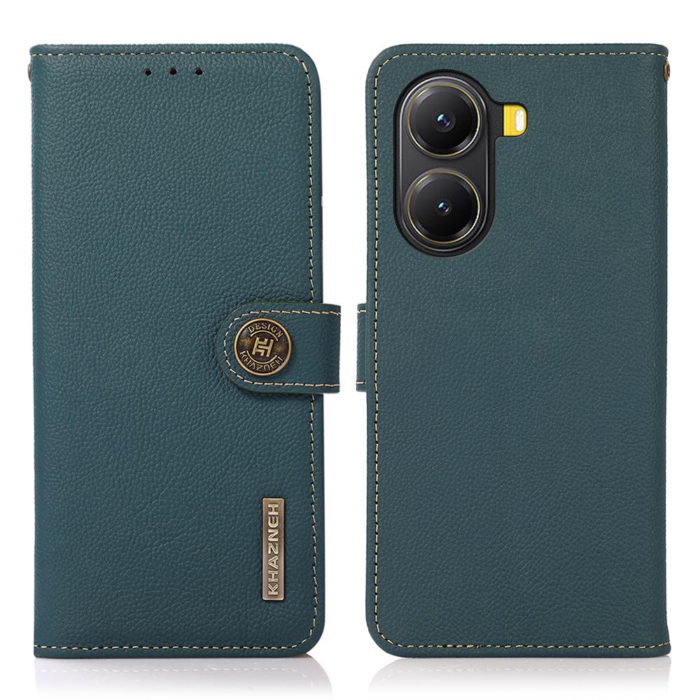 KHAZNEH for Xiaomi Poco X7 Pro 5G/Redmi Turbo 4 5G Case Genuine Cow Leather RFID Blocking Wallet Phone Cover