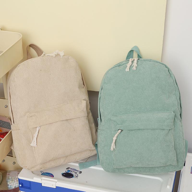 Cross-Border Large Capacity Corduroy Backpack: Versatile, Portable Student Bag for College Style & High School. Lightweight Double-Shoulder Design.