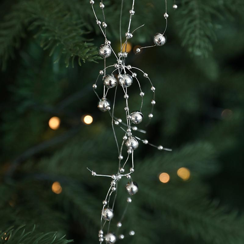 2M Festive Vine Wreath Decor Plastic Bead String Frosted Icicle Ornament Strand Christmas Ice Crystal Bead String Pendant