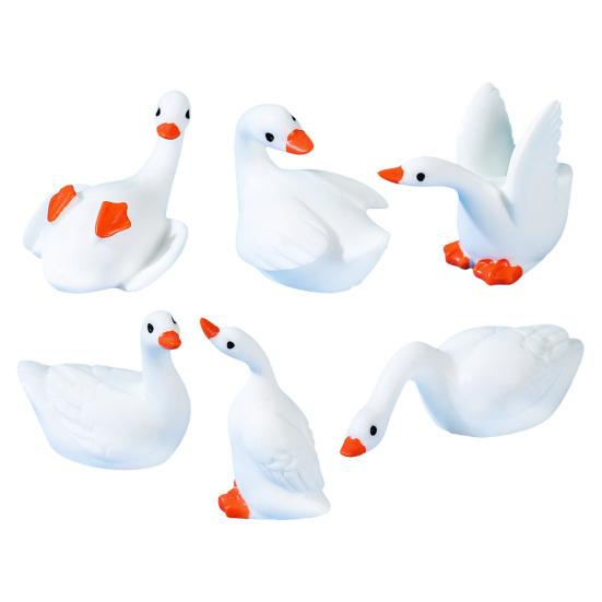

6 Pcs Mini Goose Figurine Statue Small Cute Tiny Resin Goose Animal Miniature Figures for DIY