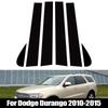 6Pcs Fit For Dodge Durango 2010-2015 Glossy Black PC Material Mirror Effect Car Door Window Center Middle BC Pillar Post Column Cover Trim