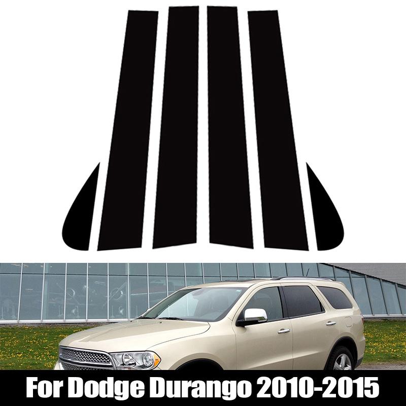6Pcs Fit For Dodge Durango 2010-2015 Glossy Black PC Material Mirror Effect Car Door Window Center Middle BC Pillar Post Column Cover Trim