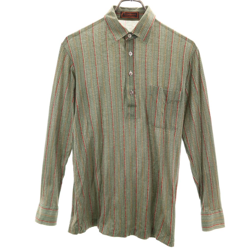 Yves Saint Laurent 90s Old Overall Handle Long Sleeve Half Button Shirt M Men's Used