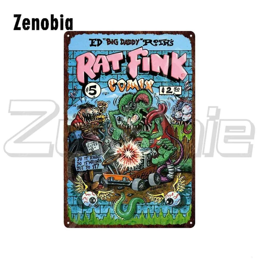RAT FINK Vintage Sign Funny Cartoon Characters Metal Plate Tin Plaque Wall Stickers for Home Decoration 26T0104 26T0104
