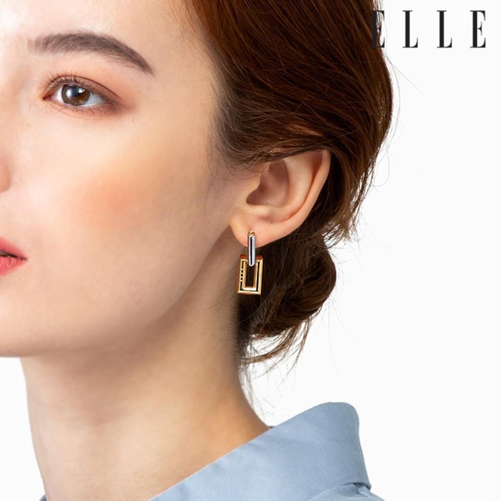 14K Combination One-Touch Earrings (Gold Pin) ELGPEE352