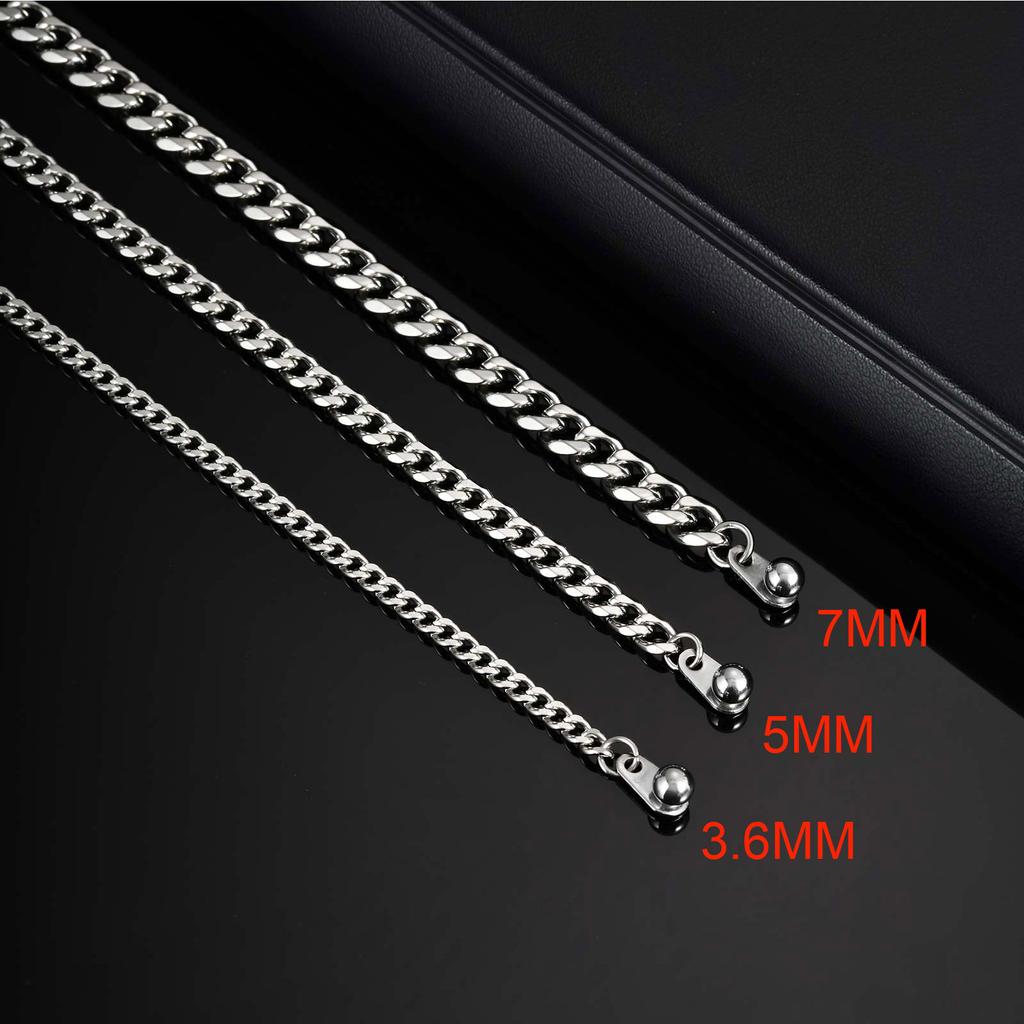 Men's Cuban Chain Bracelets with Circular Pressing Button,Waterproof Stainless Steel Chain Links Wrisbtand,Casual Jewelry Gifts