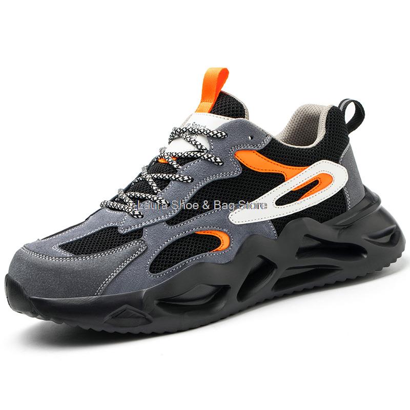 Fashion Anti-Piercing Safety Shoes For Men Working Boots Steel Toe Cap Boots Anti-Smashing Work Shoes Breathable Safety Boot Men's Shoes