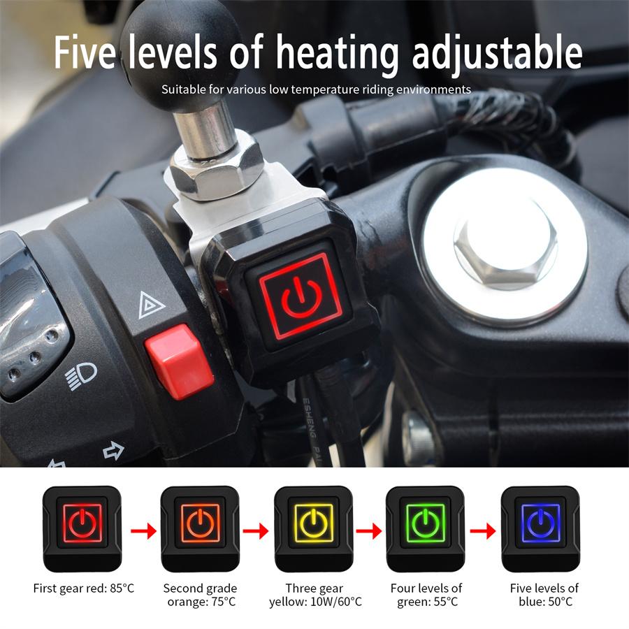 Upgrade 12V Motorcycle Anti-slip Five-speed Heating Electric Handle Cover Handlebar Warmer Grip Cover
