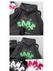 Unisex Graffiti Hooded Sweatshirt with Puff Print - Niche Cute Style, Thin Plus Velvet, Perfect for Autumn and Winter Couples.