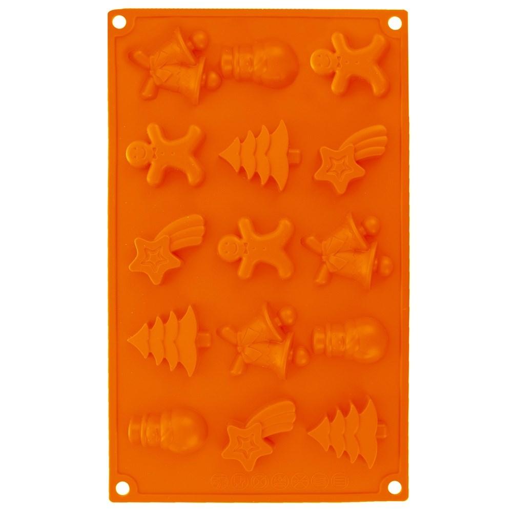 Silicone Baking Mold for Mini Cookies Brown Christmas MIX SILLINIE ORION 151754