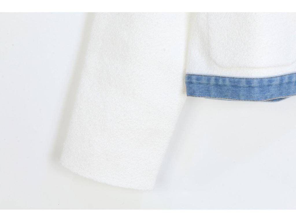 2025 French Preppy Patchwork Denim & Knit Cardigan Short Set