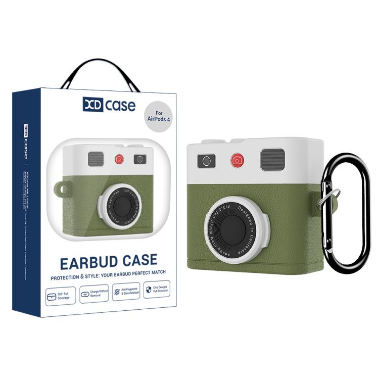 For AirPods 4 XDcase Retro Camera Style Silicone Earbuds Case For AirPods 4 зелёный