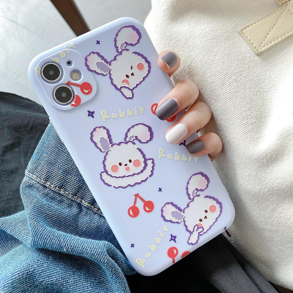 Phone Case For Iphone 11 Pro X Xr Xs Max 6 6s 7 8 Plus Se 12 Mini 12 Promax Fashion Cute Cartoon Lovely Rabbit Purple Soft Tpu Fundas Uygun Fiyatli