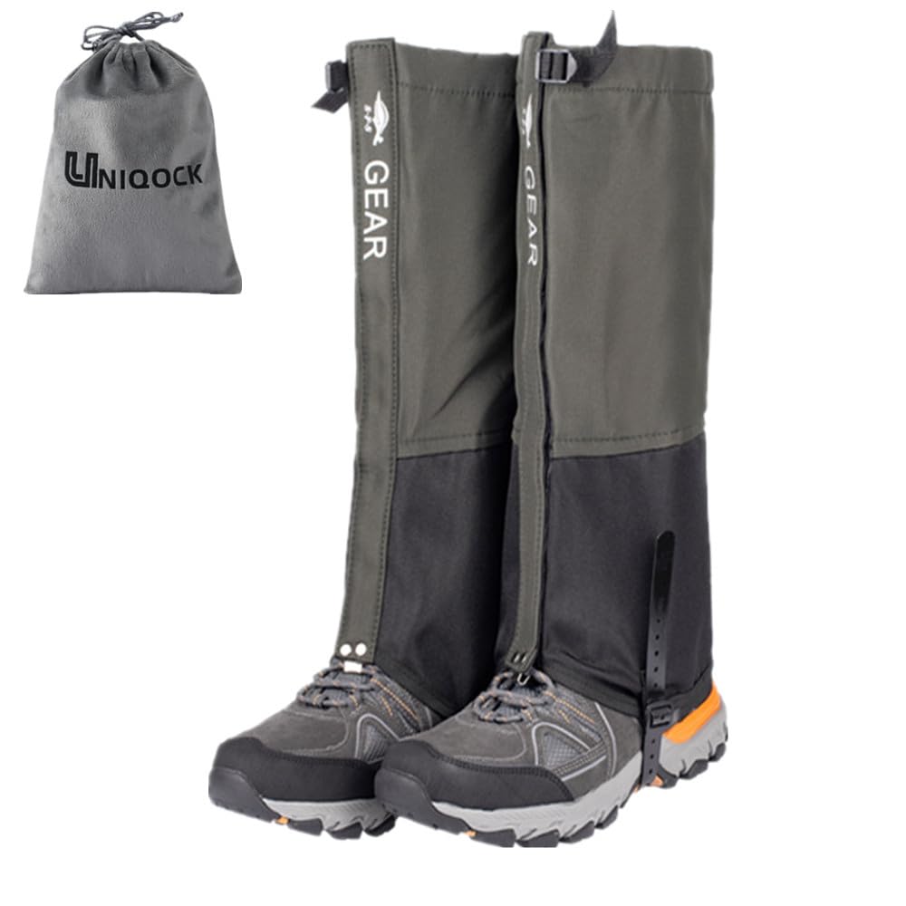 UNIQOCK Gaiter "Breathable and 100% Waterproof" Mountain Climbing Spats, Long