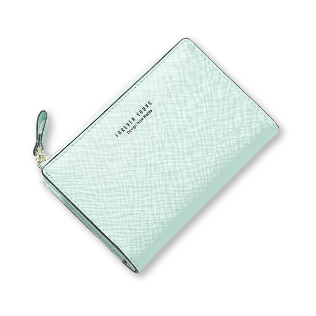 

SEASF Women s Small Bifold Mini Wallet, Compact, with Coin and Card Cases, Zipper Closure, Cute, Lightweight, Perfect Gift, Ice Green