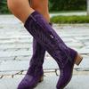 Large Size Thick Heel Boots Women's Autumn and Winter Embroidery Western Cowboy Style Fashion High Boots Women