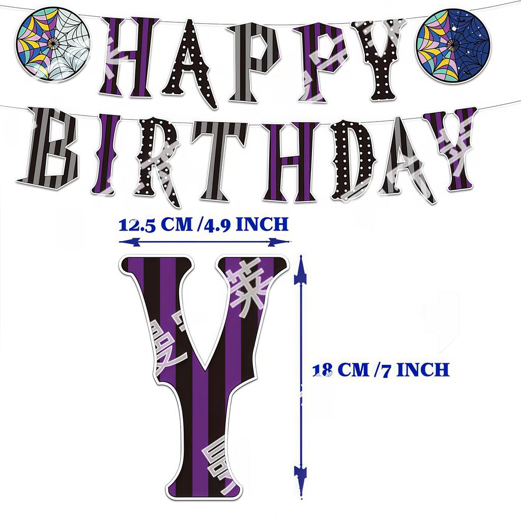 Birthday Party Decorations Supplies Kit Balloons Cups Plates Backdrop Banner Addams Theme Birthday Cake Decor Kids Favor Gifts