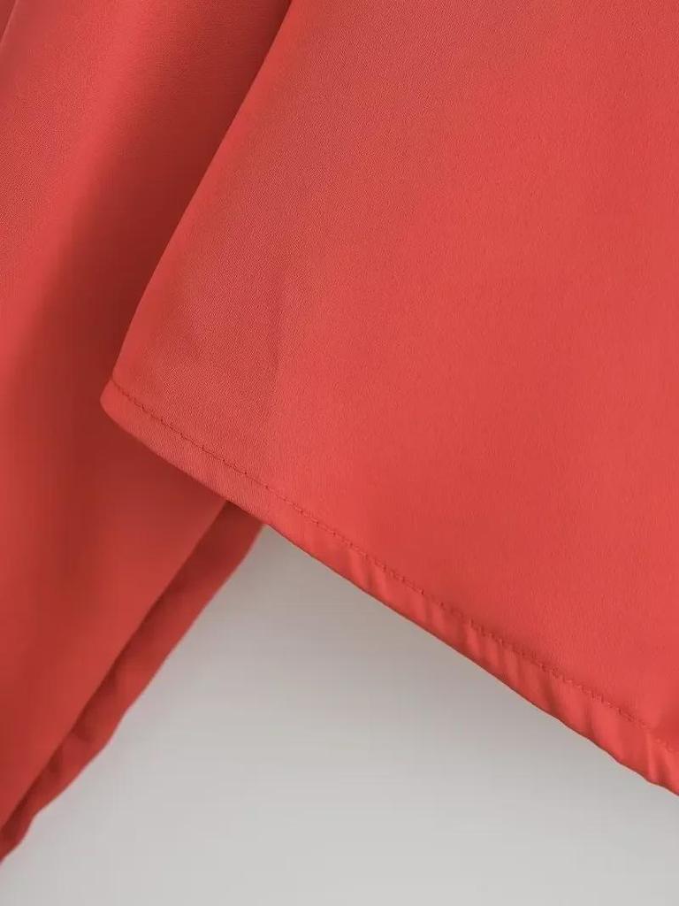 2025 Women's Summer Satin Silk Long-Sleeve Short Shirt - European & American Style