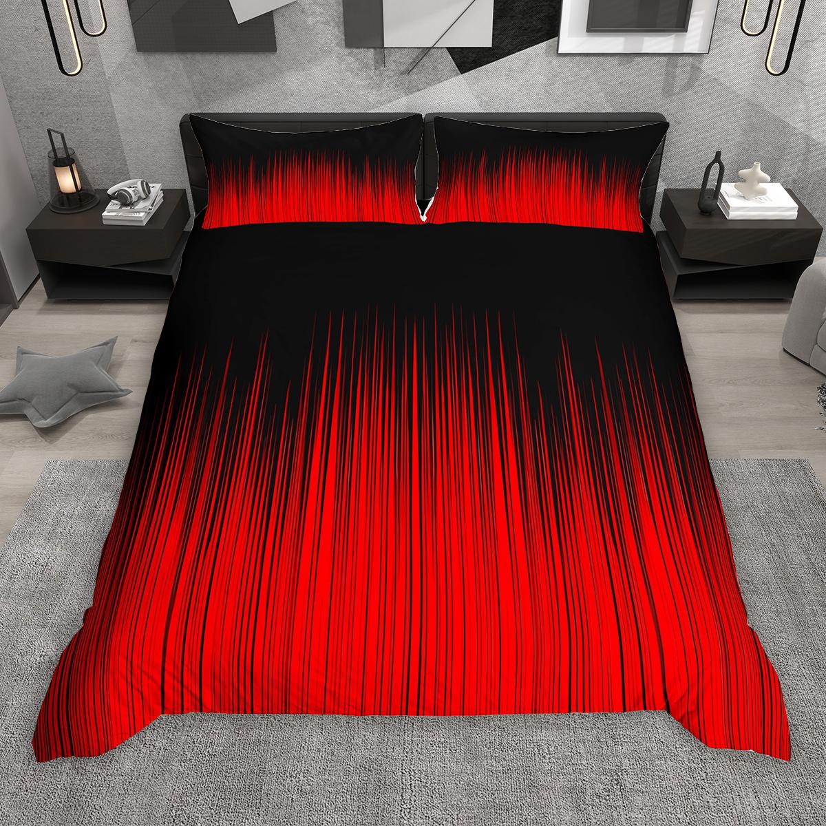 

Homewish Gradient Lines Duvet Cover Set 2pcs/3pcs, Neon Red Gray Cyan Bedding Set, Black Green Blue Pink Comforter Cover Set DE XS 100x135cm 2pcs&set
