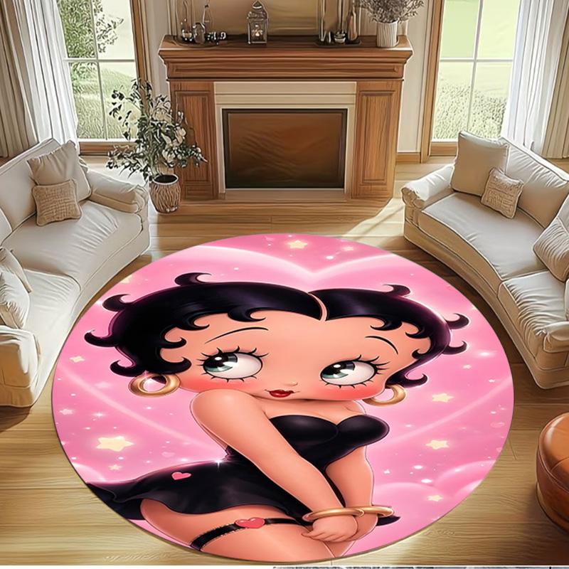 Betty Boop Print Round Rug, Washable Floor Carpet, For Entryway Dorm Laundry Room Office Study, Home Decor Birthday Christmas Gift