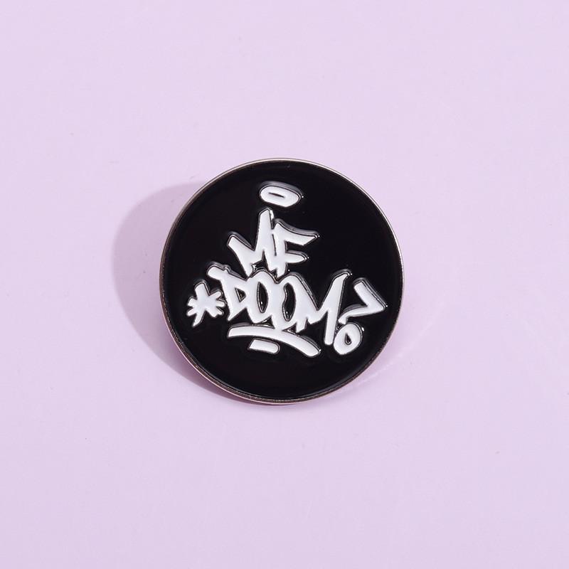 Doom Eyecatching Mf Letter Brooch In Durable Alloy For Unisex Hip Hop And Fashion Punk