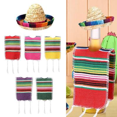 Fiesta Decoration Tiny Sombrero Hats Party Decor Beer Poncho Cover Accessories Mexican Straw Cap