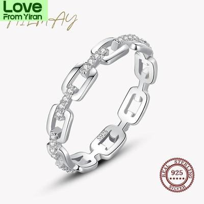 Ailmay 100% Ασήμι 925 Απλή Κούφια Αλυσίδα Στοιβάζομενο Μενταγιόν Δαχτυλίδι Δαχτύλου Για Γυναίκες Κορίτσια Αξεσουάρ Πάρτι Κοσμήματα