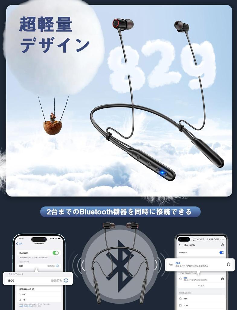 New 2025 Neckband Earphones with Adjustable Length and Bluetooth 40 Hours of Bluetooth CVC Noise Fast Sports Earphones with Magnetic Automatic Volume