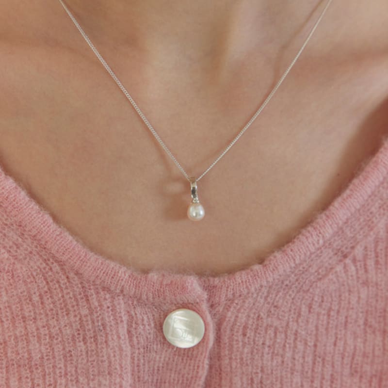 Murmur [925silver]Oval Drop Pearl Necklace