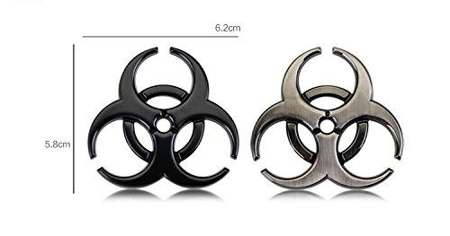 Biohazard Heavy 3D Stainless Steel Car Emblem Sticker (Gunmetallic)