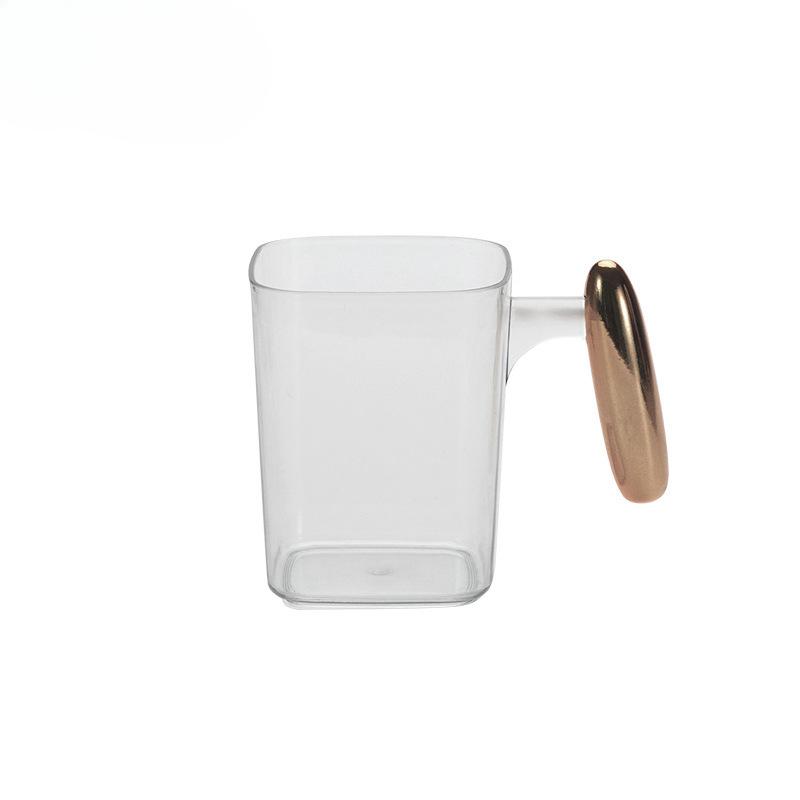 

Plastic Couple Tooth Cups Children s Washbasin Cups Electroplated Handle Brushing Cups Student Mouthwash Cups 501-600ml прозорий білий колір