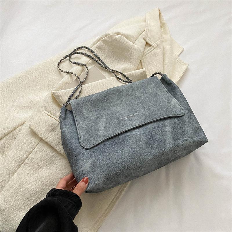 

Летняя женская сумка-тоут на цепочке в стиле ретро большой вместимости 2024 синий