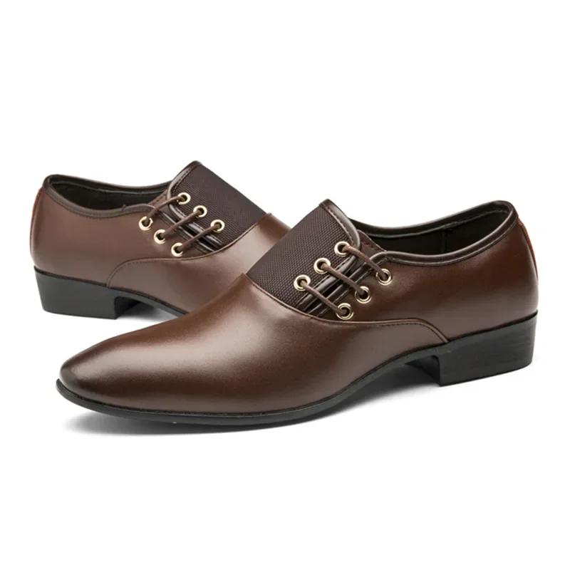 Scarpe Classiche da Uomo Eleganti Slip on in Pelle PU per Uomo Taglia Plus Punta a Punta Business Casual Scarpe Formali da Uomo per Matrimonio 2024