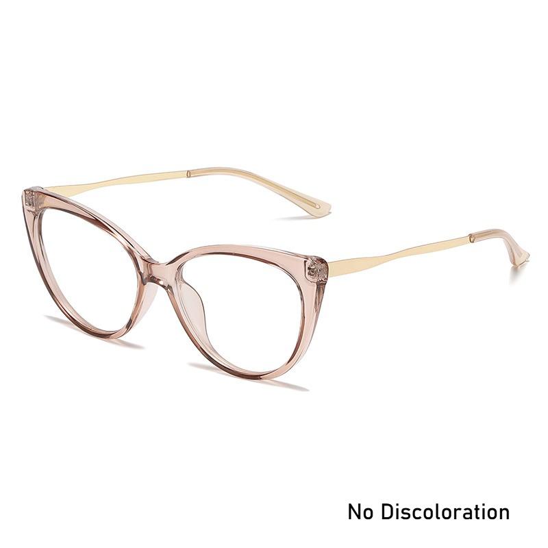 Retro Color Changing Anti Blue Light Glasses Cat Eye Metal Frame Eyeglasses Fashion TR90 Anti Blue Light Blocking Glasses